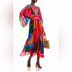FARM Rio Colorful Leaves Midi Dress XS